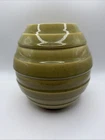 Vintage Haeger Beehive Ridged  MCM Avocado Green Ceramic Vase 8” Tall