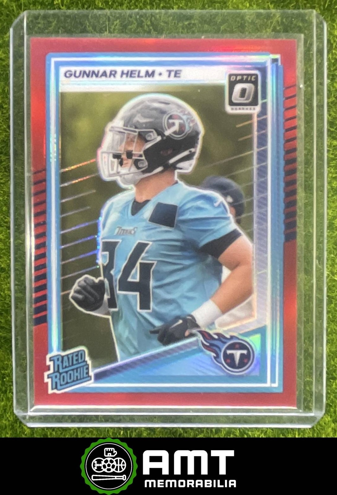 Gunnar Helm 2025 Panini Donruss Optic 129/149 Rated Rookie Red Prizm Titans #294