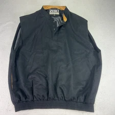 VTG Zero Restriction Cashmere Golf Vest Mens XL Black Outerwear Leather Trim USA