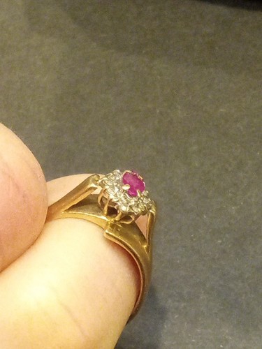 10K Yellow Gold Ruby and Diamond Ring Size 5.5 Circa 1980 - Picture 8 of 13