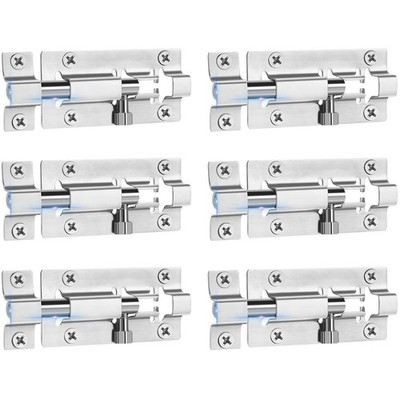 6 Pack Slide Lock, Premium Barrel Bolt Latch, Thickened Door Bolt Lock, 3 Inch