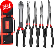 5Pc 11in Extra Long Needle Nose Pliers Set Bent Straight Repair Tool - US