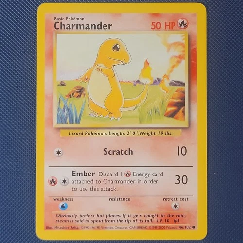 Charmander 46/102 - Base Set 4th Print - Common Vintage WOTC NM