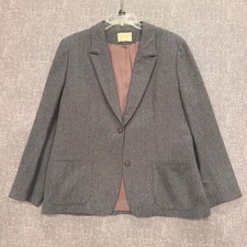 Pendleton Vintage 100 Virgin Wool Blazer Gray Two Button Patch Pocket Jacket