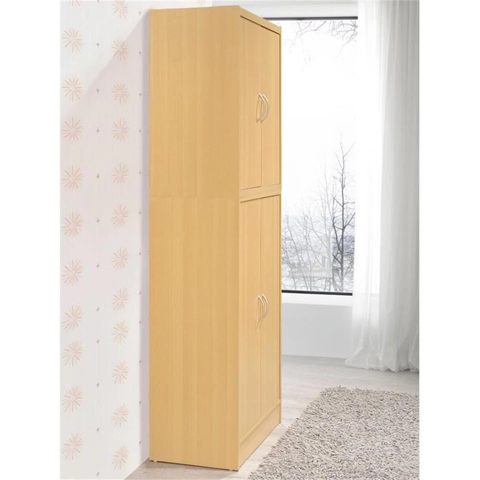 Despensa de cocina Hodedah 4 puertas con 4 estantes 5 compartimentos en madera beige Foto 4 de 4