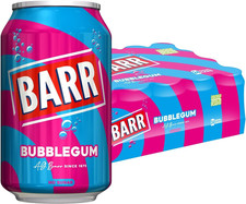 BARR since 1875, Blue Bubblegum, 24 Pack Fizzy Drink Cans, Low Sugar, 24 X 330