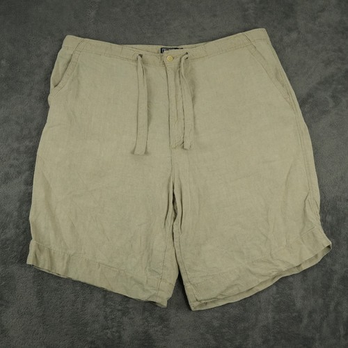 VTG Polo Ralph Lauren Shorts Mens XL Beige 100% Linen Drawstring Made in USA