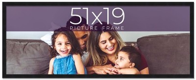 51x19 Frame Black Real Wood Picture Frame Width 0.75 inches | Interior Frame Dep