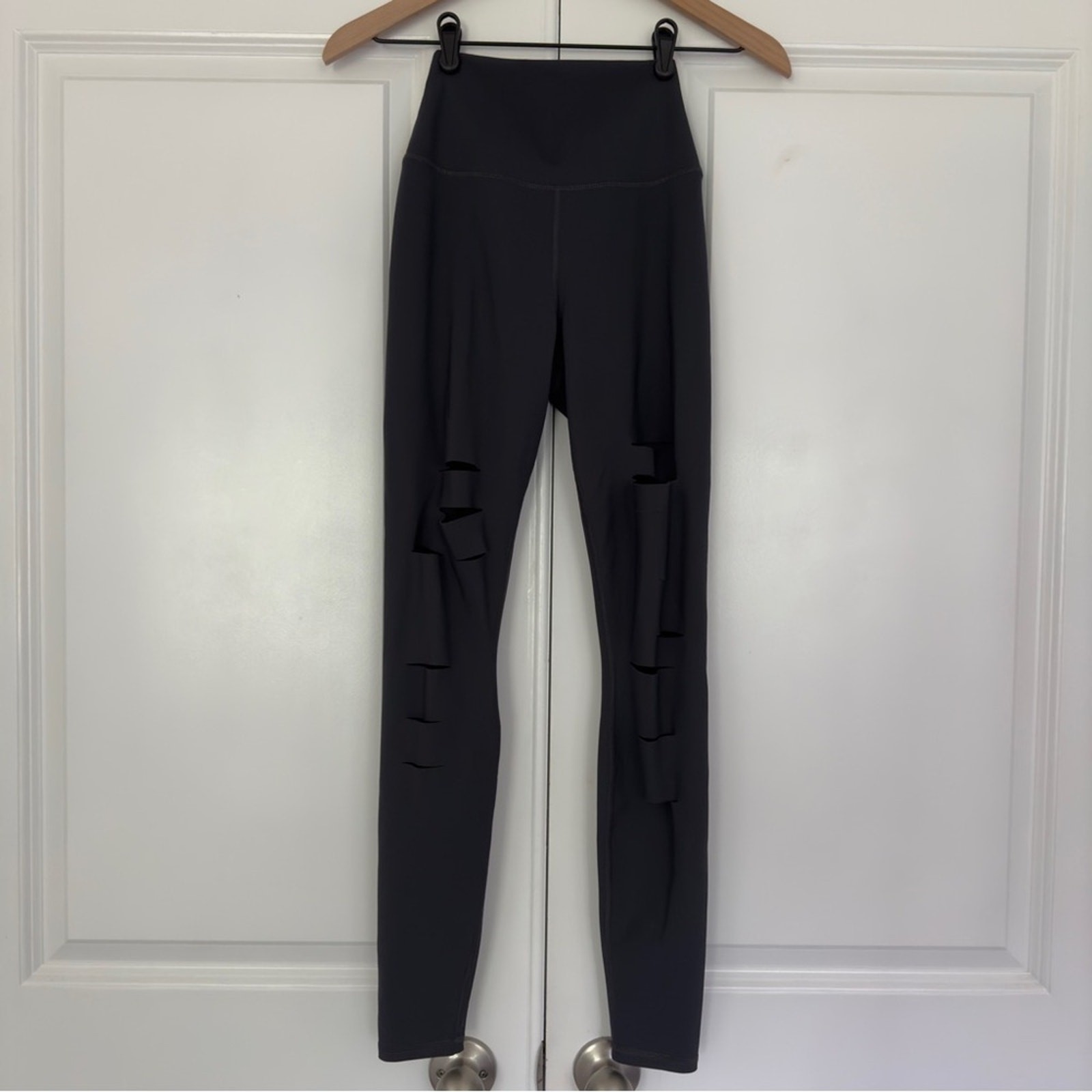 Alo High Rise Slit Front Athletic Leggings Stretch Activewear Athleisure XS