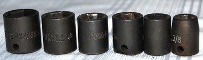 PROTO IMPACT SOCKET SET SAE 3/8  DRIVE 6 PT 6 PIECE 3/8 -11/16 