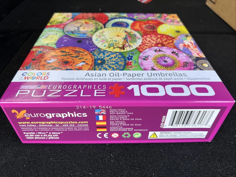 Eurographics Puzzle 1000 Piece Jigsaw Puzzle Asian Paper Umbrellas USA Used - Image 2 of 4