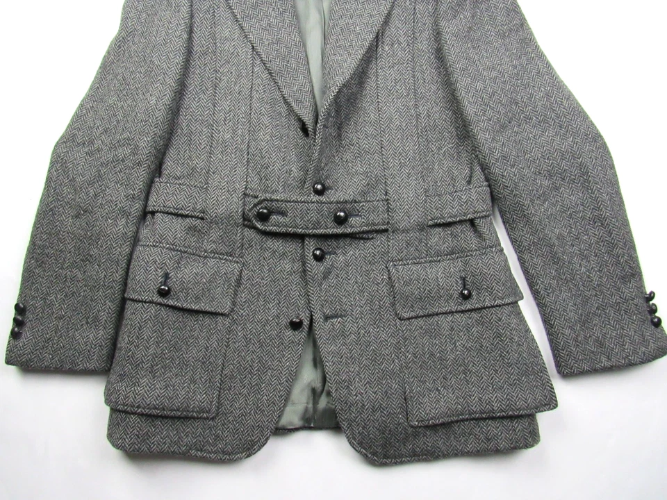 Vtg Scabal Bespoke Norfolk Jacket Mens 38 Tweed Wool Hunting Shooting Full Belt - Image 3 of 4