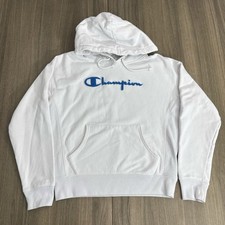 Champion Reverse Weave Chenille Script Logo Hoodie Sweatshirt Women  s Size Large