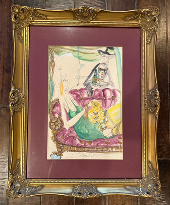 Gib Singleton Signed ''Grace Says'' Matted & Framed Artwork Vintage Rare