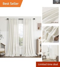 Elegant Natural Linen Curtains 84-Inch Length, 2 Panels, Light Filtering Drapes
