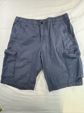 G.H. Bass Mens Shorts Blue Size 34 Cargo Women Pinup Print 100% Cotton