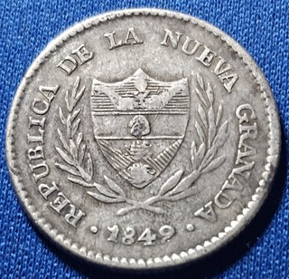 A 1849 Columbia Silver 2 Reales (New Grenada Bogota Mint) Nice Example