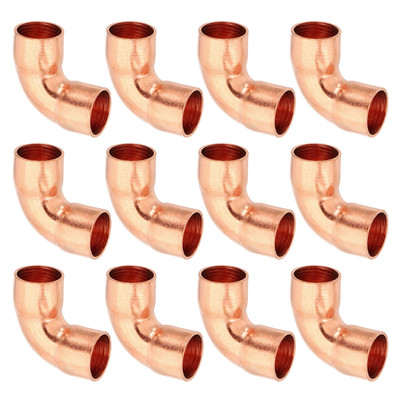 3/8'' ID 0.8mm Thick Elbow Copper Fitting 12pcs Solder Pure Copper Connector
