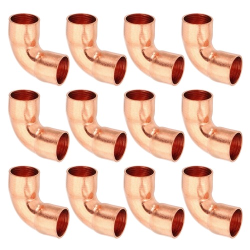 3/8" ID 0.8mm Thick Elbow Copper Fitting 12pcs Solder Pure Copper Connector