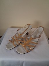 Vintage 1950s Bressan Italian Sandals, Yellow Strappy Kitten Heels , 8.5
