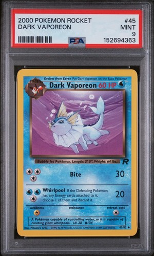 Dark Vaporeon (Unlimited) graded PSA 9 for sale on eBay