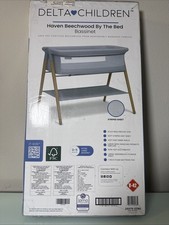 Delta Children Haven Beechwood Bassinet - Gray Stripes - Brand New