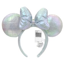 Japan Tokyo Disney-Parks Resort Minnie Ears Headband Iridescent White Quilted