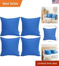 Comfortable Blue 100 Cotton 4-Pack Throw Pillow Cases - Customizable Design