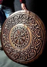 Viking Shield 24"" Medieval Wooden Round Battle Ready Cosplay Shield X-mass Gift