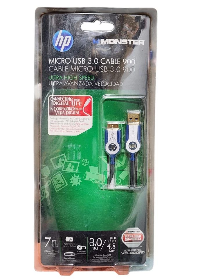 HP Monster Micro USB 3.0 Cable 900 New in Box X 3 Lot - Image 2 of 4