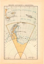 Map "Región Antártica Argentina" Vintage Map of Argentina's Claim to Antarctica