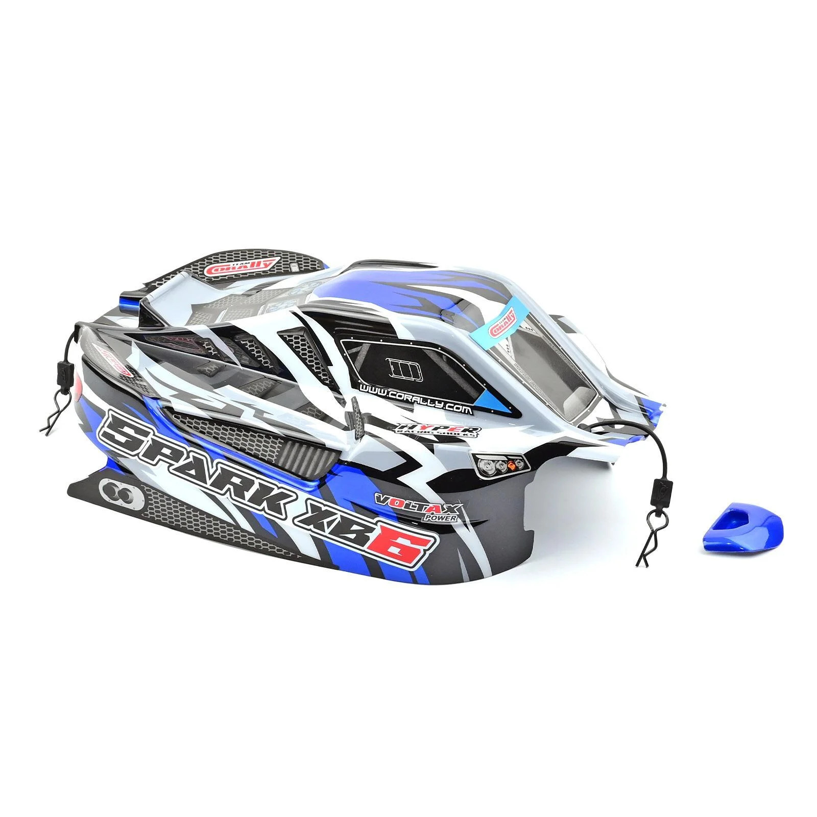 Corally Spark XB6 6S Body Shell Blue Painted/Cut & Body Clips C-00180-1168-B