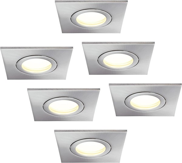 LED Einbaustrahler 6Er Set 5W Dimmbar Warmweiß 3000K 35 Mm Flach 230V Eckig-image