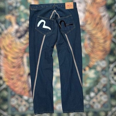 Vintage EVISU No.2 Selvedge Denim Dark Indigo Blue Jeans Size Hip Hop 40x33