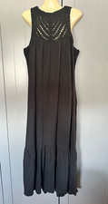 Fatface Crochet summer maxi Black jersey dress size 18 