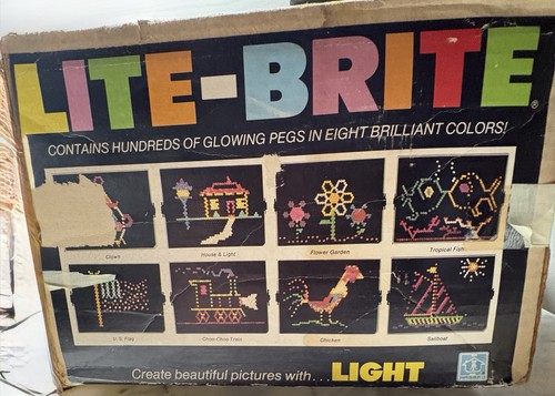 Working 1970’s Hasbro Lite Brite In Box With Pegs And Sheets