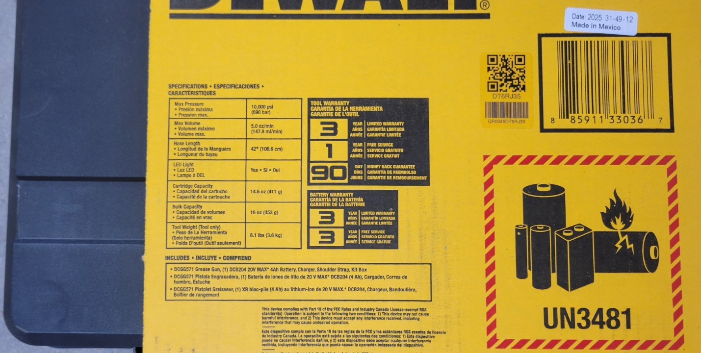 DEWALT DCGG571M1 20V Cordless 10,000 PSI Variable Speed Grease Gun Kit