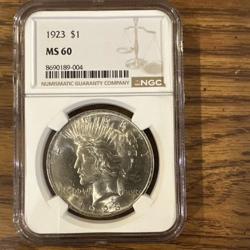 1923 Peace Dollar $1 Silver Coin NGC MS 60 Philadelphia