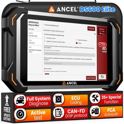 ANCEL DS600 Elite Full System Bidirectional OBD2 Scanner Diagnostic ECU Coding