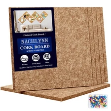 Felt Corkboards for Wall 6 Pack 12 x 12-1/3" Brown Self-Adhesive Cork Board T...