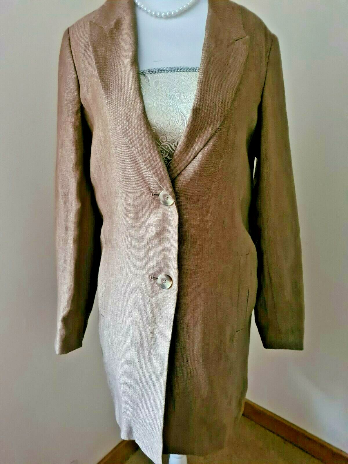 Autograph Linen Single Breasted Blazer Jacket Longer line Ex M&S RRP £79.00