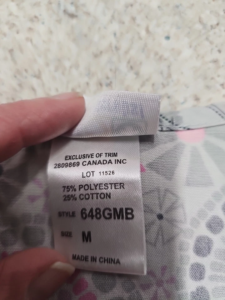 Blusa Médica Estampada Geométrica Gris 321 para Mujer Talla M Foto 4 de 4