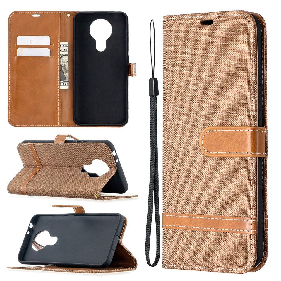 Magnetic Denim Canvas Wallet Stand Flip Case Cover For Nokia 2.2 3.2 4.2 6.2 7.2 - Image 4 of 4