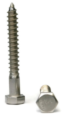 Right Thread 18-8 Stainless Steel 3/8 Hex Head X 2 1/2 Lag Wood Screws A Pack of 2 Right Thread 18-8 Stainless Steel 3/8 Hex Head X 2 1/2 Lag Wood Screws A Pack of 2