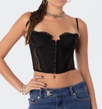 NWT EDIKTED Black Payton Lace Corset Sz MEDIUM