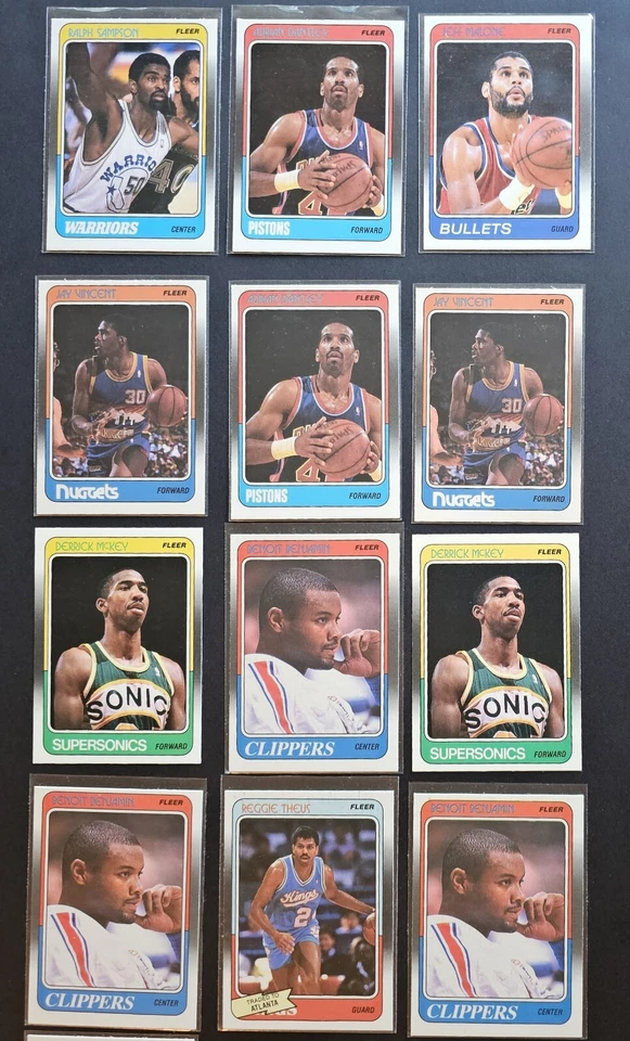 Fleer Set Break 1988-89 Jeff Malone Ralph Sampson Jay Vincent N0 Michael Jordan Foto 2 de 4