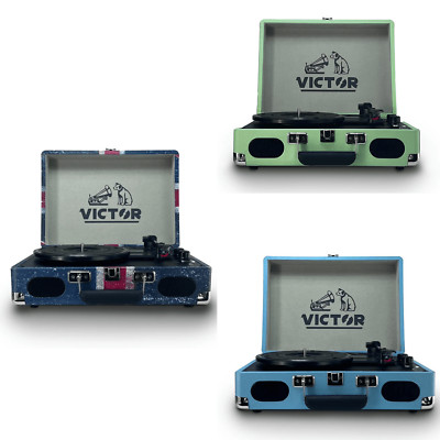 Victor Metro Plus Portable Dual Bluetooth Suitcase Turntable with AUX and RCA