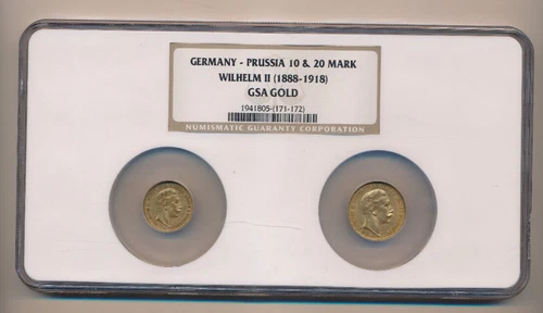 1888-1918 Germany Wilhelm II Gold Coin 10 & 20 Mark NGC - Free Shipping