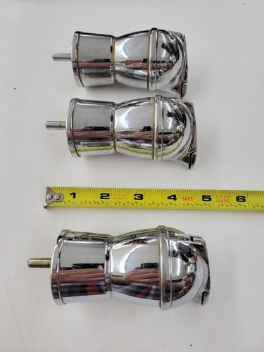 Vintage Set Of 3 Chrome Liquor Bottle Pourer Spout Stopper Mid-Century Bar Deco - Picture 9 of 9