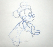 1983 MINNIE MOUSE MICKEY XMAS CAROLE WALT DISNEY ORIGINAL PRODUCTION cel DRAWING